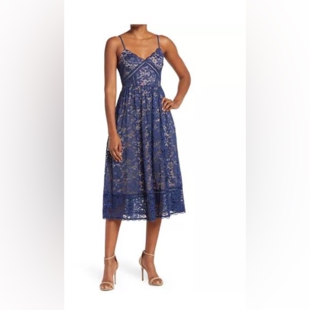 NSR Blue Lace Midi Dress Summer Dress